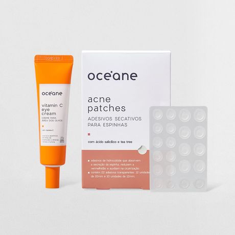 Kit Adesivos Secativos Para Espinhas E Creme Para Área Dos Olhos Vitamina C Ácido Salicílico OCEANE
