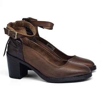 Sapato Naomi Couro Tan Terracota Preto - NAO004 34
