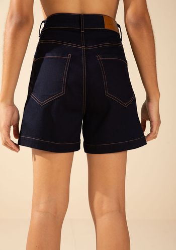 Bermuda Morena Rosa Reta Alta Azul 36 / Azul