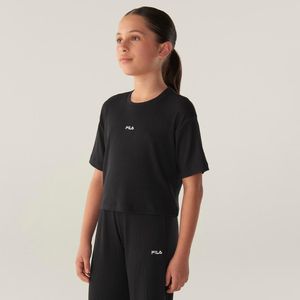 Camiseta Fila Essentials Juvenil Canelada Manga Curta Preta