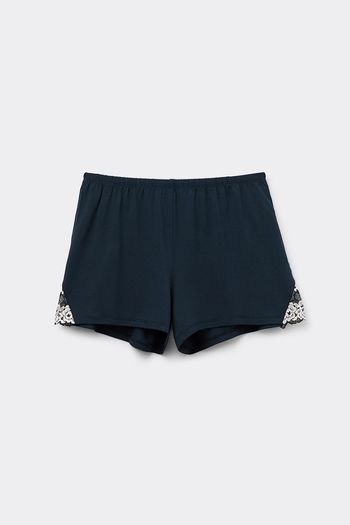 Shorts Em Modal Pretty Flowers - Azul P / Azul
