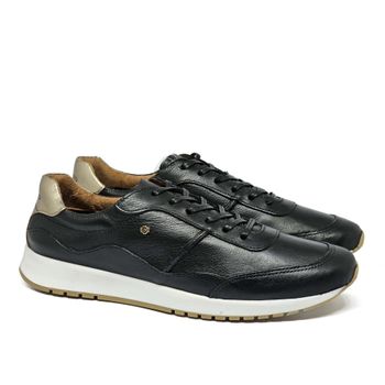 Tenis Tie Couro Preto Metal Prata Velha Lustro - TIE23 39