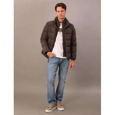 Jaqueta Calvin Klein Jeans Matelassê Manga Longa Chumbo