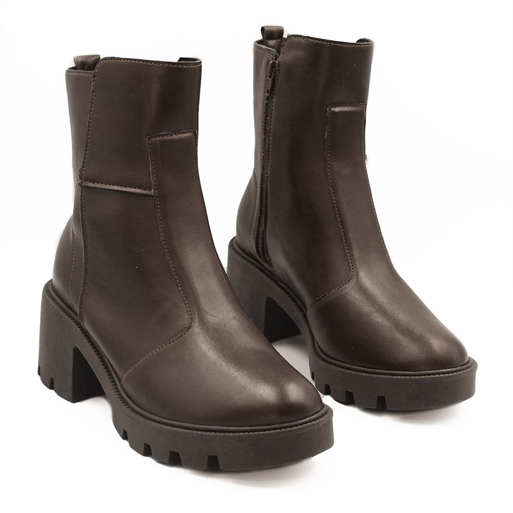 Bota Zatta Coturno Cano Médio Lisa Anastácia Marrom - Privalia