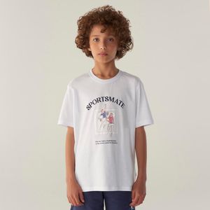 Camiseta FILA Regular Sportmate Tennis Club Juvenil Meia Malha Manga Curta Branca