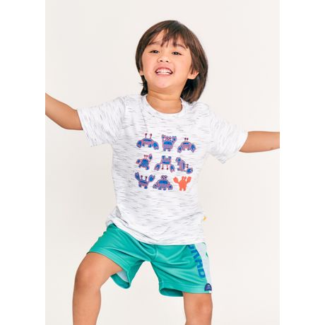 Camiseta Infantil Menino Manga Curta Branco Alphabeto