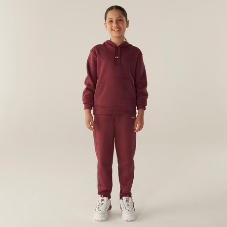 Calça Fila Regular Winter B Moletom Sustentável Bordô Juvenil