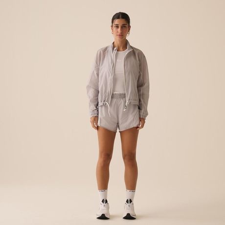 Shorts FILA Duplo Line Translúcido Evasê Cinza Claro
