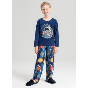 Pijama Longo Infantil Menino Astronauta Azul Marinho Molekada