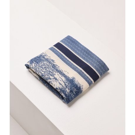 Echarpe Cachecol Estampada Em Poliéster E Acrílico Azul Marinho Makenji