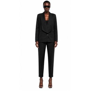 Blazer Casual Alfaiataria Linho Manga Longa Caramelo Alls