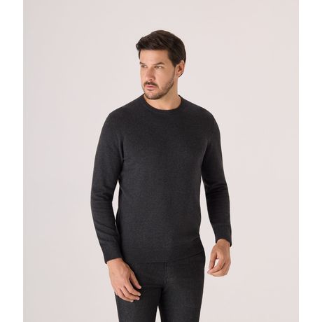 Tricot Makenji Gola Careca Manga Longa Cinza Escuro