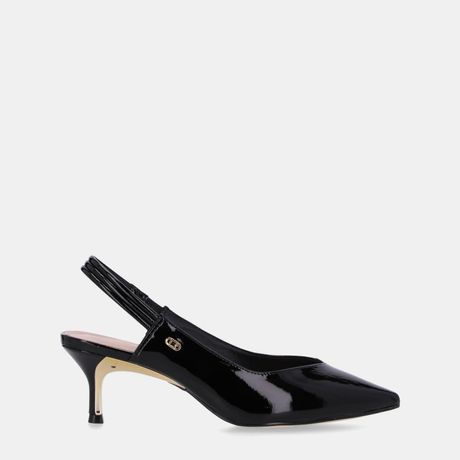 Sandália Slingback Luz Da Lua Verona Couro Envernizado Preto