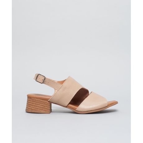 Sandália Salto Bloco Couro Floater Bege Soulier