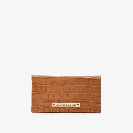 Carteira Envelope Caramelo Trigo Couro Croco