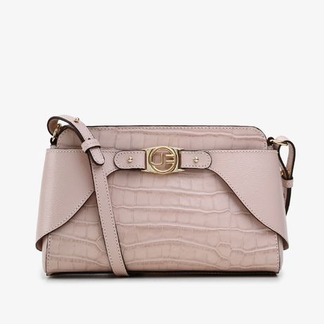 Bolsa Transversal Nude Turmalina Couro Croco