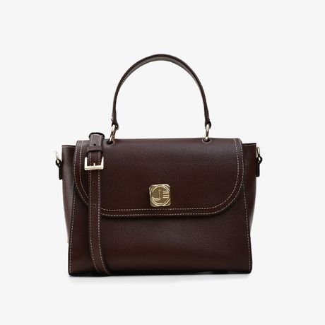 Bolsa Satchel Marrom Café Couro