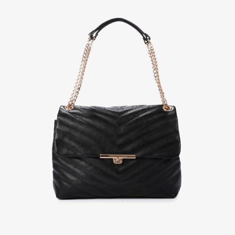 Bolsa De Ombro Preta Matelassê Couro