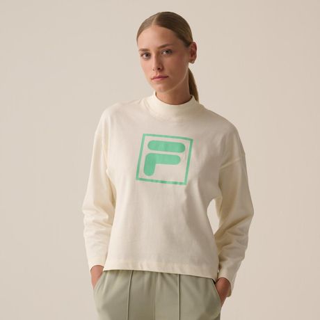 Casaco Fila White F-Box II Feminino Moletom Sem Felpa Manga Longa Bege Claro