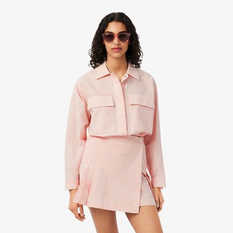 Jaqueta Feminina Lacoste Seersucker Listrado