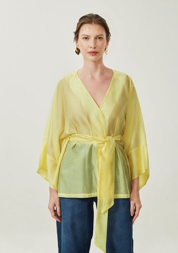 Blusa Maria.Valentina Solta Decote V Manga Longa Padrão P / Verde