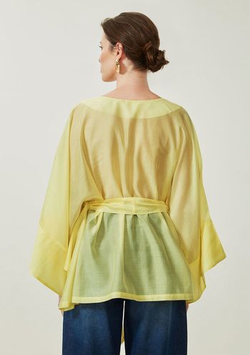 Blusa Maria.Valentina Solta Decote V Manga Longa Padrão P / Verde
