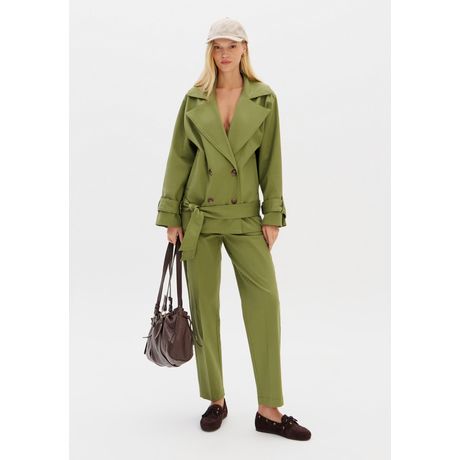 Trench Coat Curto Com Faixa Sport Easy Manga Longa