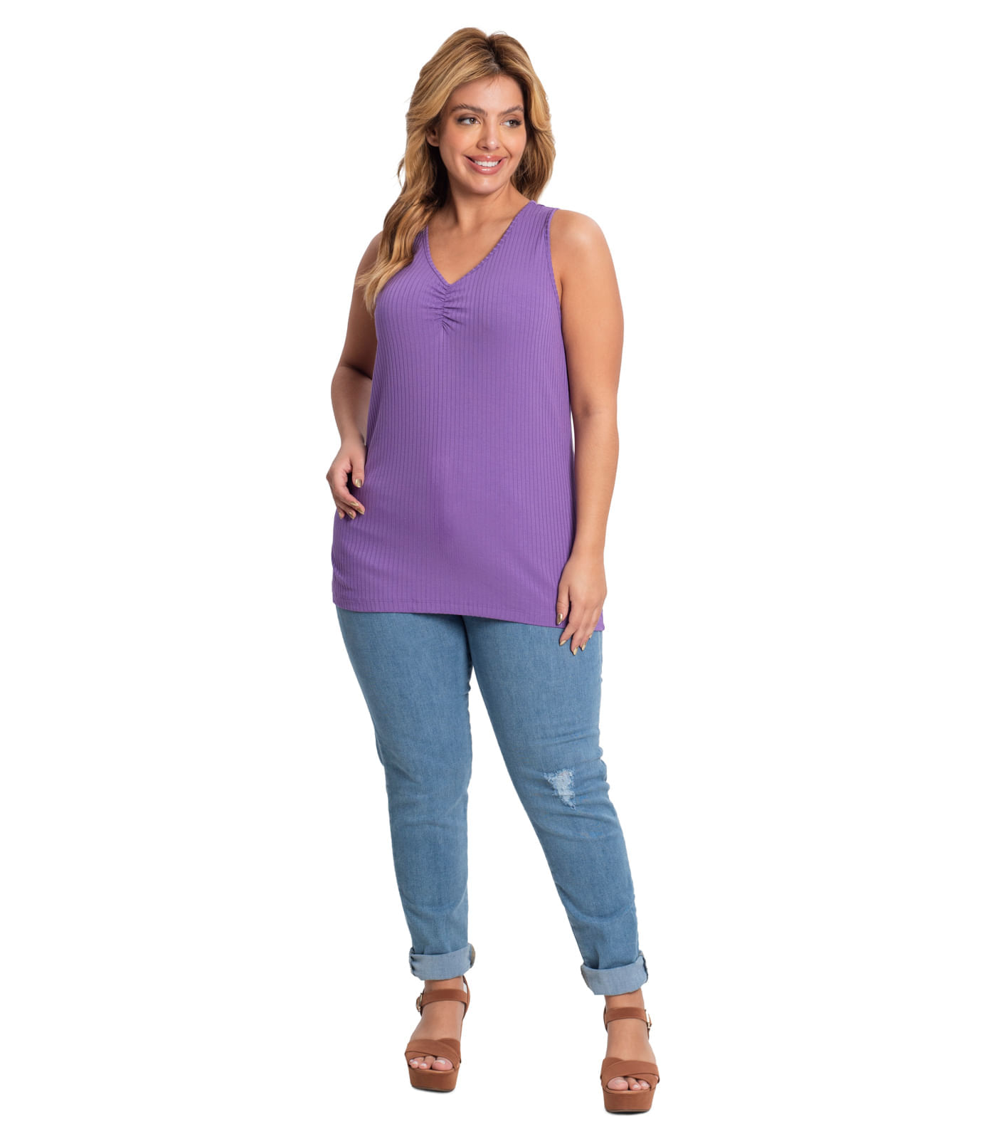 Blusa Feminina Plus Size Canelada Secret Glam Roxo Privalia