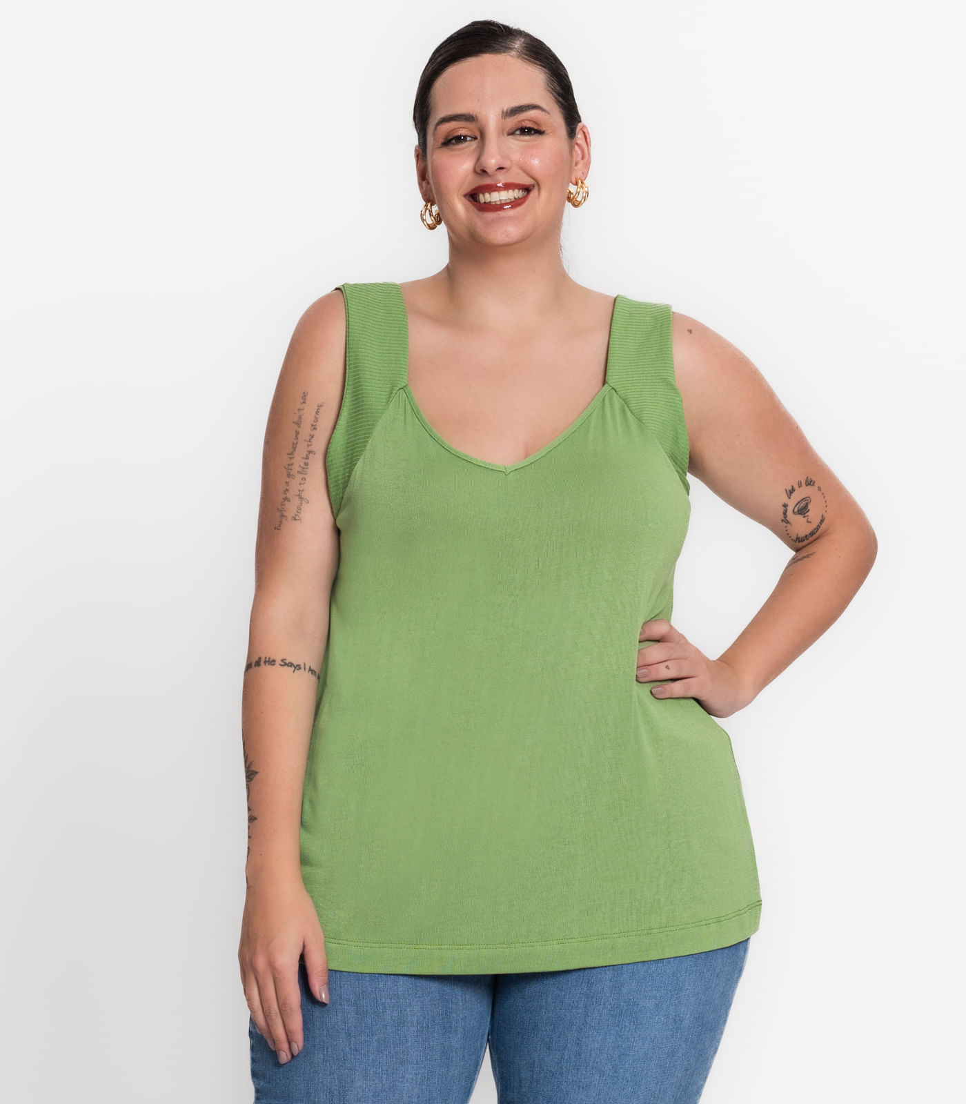 Regata Feminina Plus Size Visco Tricot Secret Glam Verde Privalia