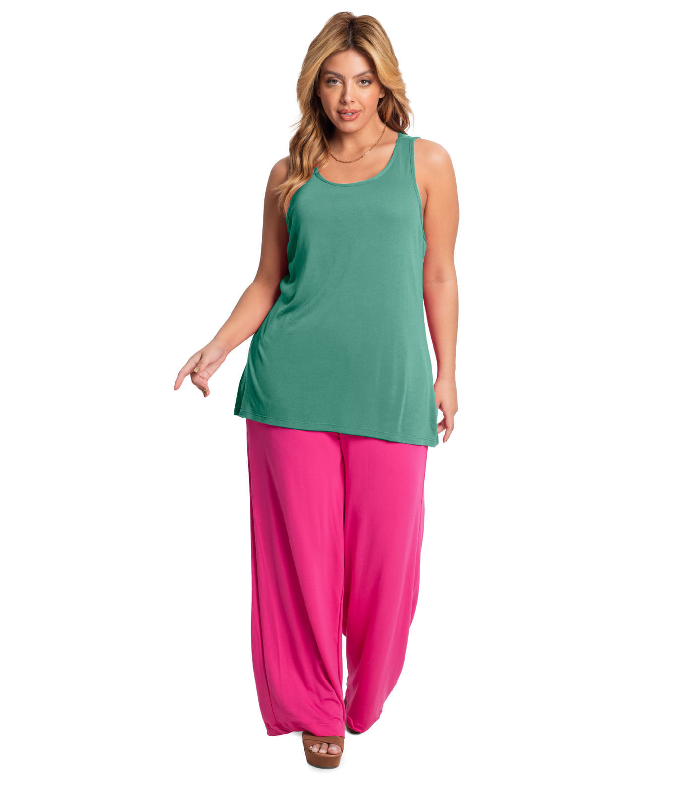 Regata Feminina Plus Size Visco Tricot Secret Glam Verde Privalia