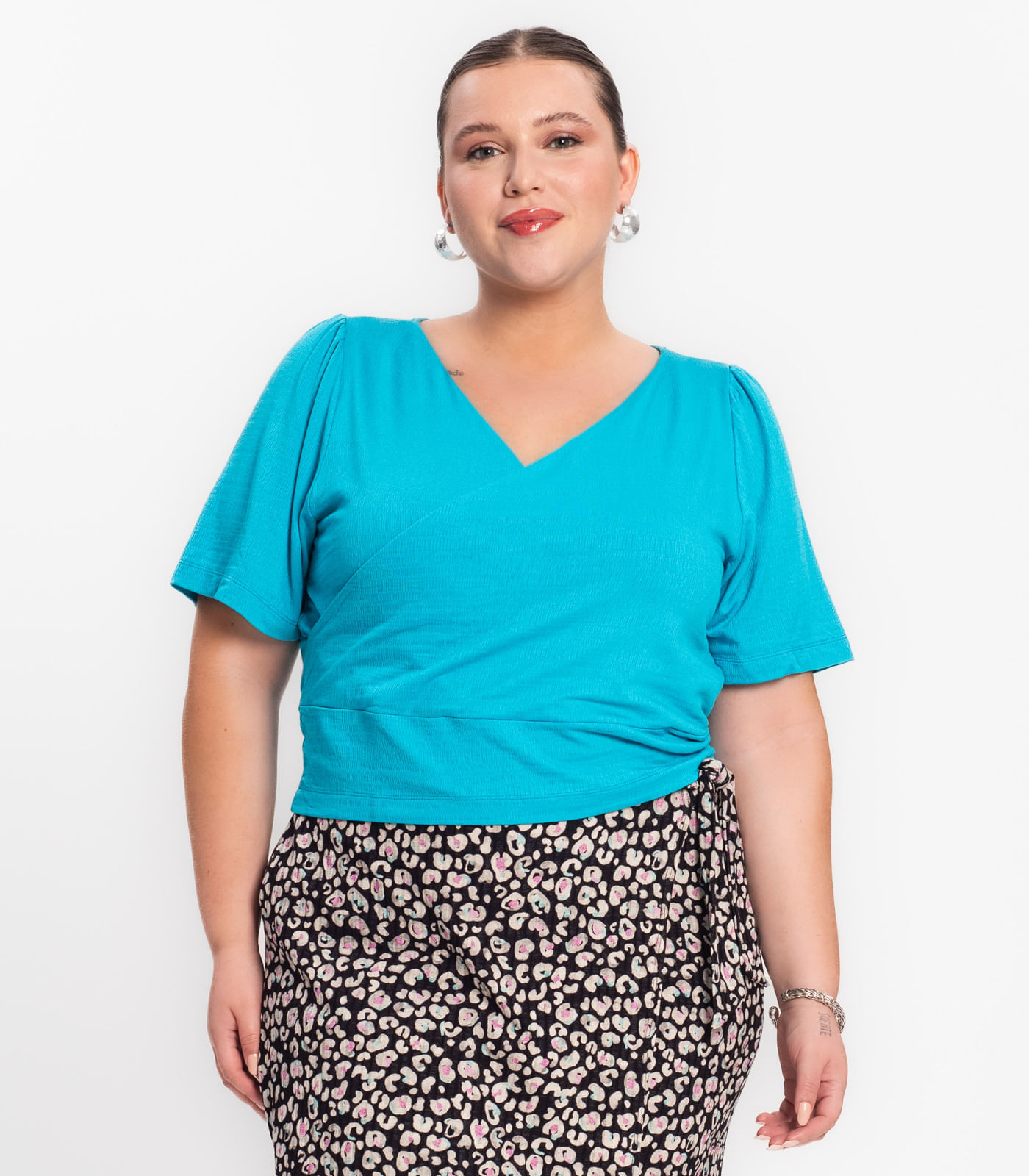 Blusa Feminina Plus Size Transpassada Secret Glam Verde Privalia