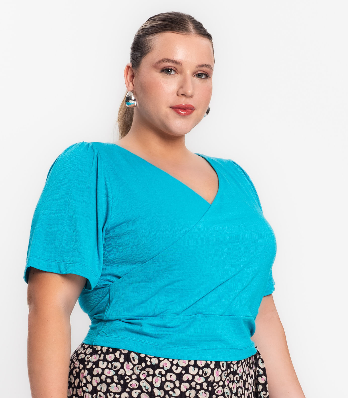 Blusa Feminina Plus Size Transpassada Secret Glam Verde Privalia