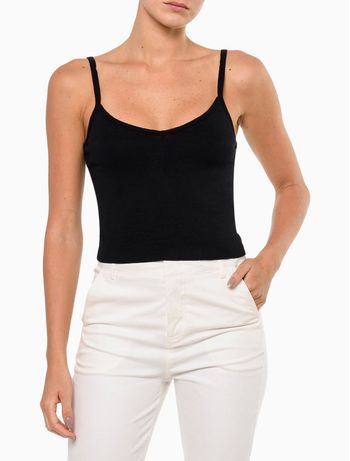 Top Feminino Cropped Tricot Calvin Klein Jeans - Preto P