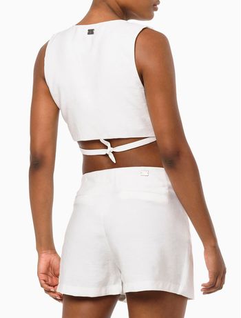 Top Cropped Sem Manga Amarração Calvin Klein Jeans - Branco 2 42