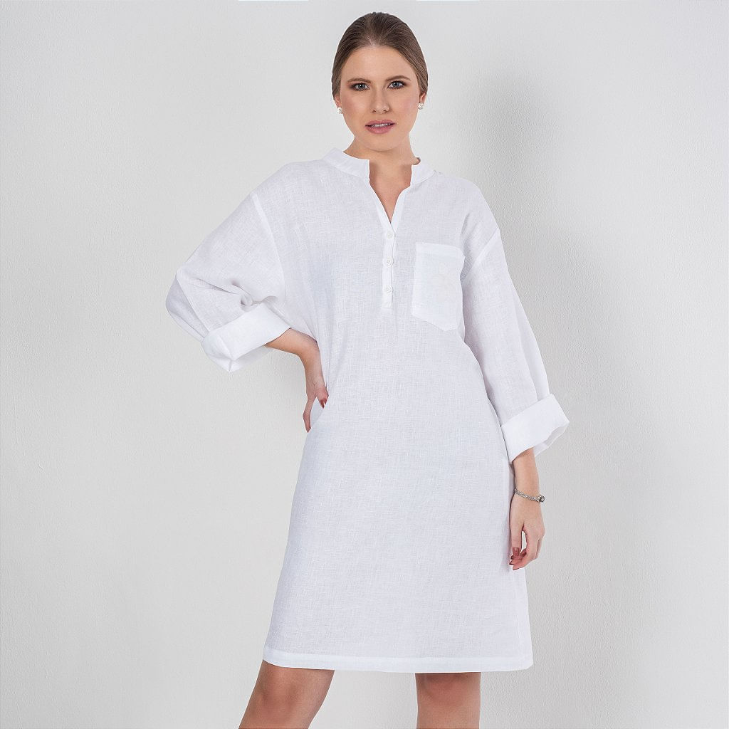 Vestido Relax 100% de Linho - Coleção Areias Brancas