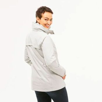 Jaqueta Feminina Impermeável de Trekking Travel 100 3 em 1 P / Cinza