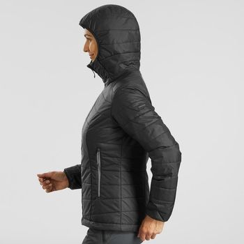 Jaqueta Feminina de Trekking Trek 100 Forclaz GG / preto-cinza