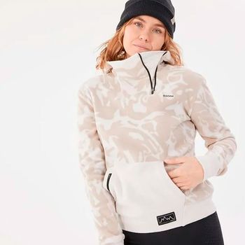 Fleece com Capuz Feminina de Caminhada na Montanha MH100 P / branco