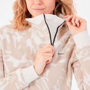 Fleece com Capuz Feminina de Caminhada na Montanha MH100 P / branco