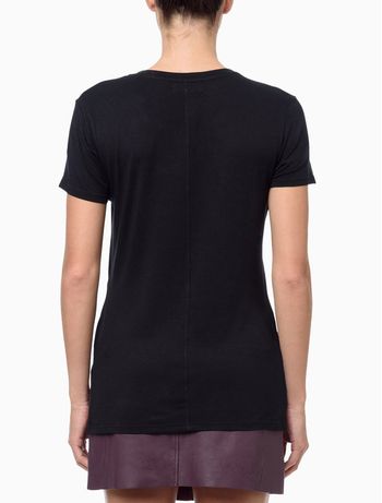 Camiseta Feminina Básica Canoa Recortes Calvin Klein - Preto PP