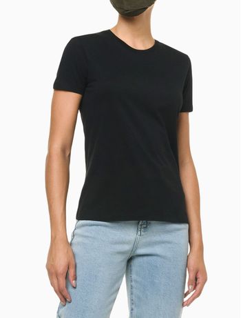 Camiseta Feminina Essentials Estampa na Barra Calvin Klein Jeans - Preto PP