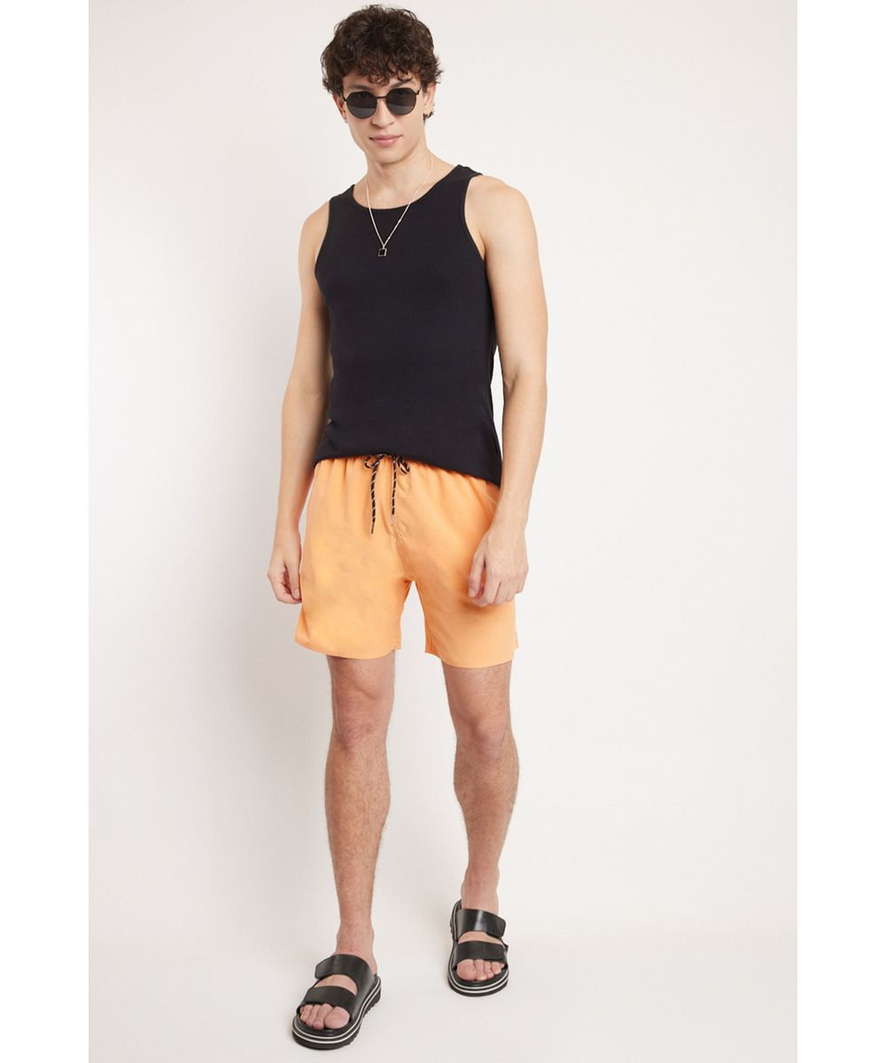 Shorts de Elástico Mescla Color Laranja - Privalia