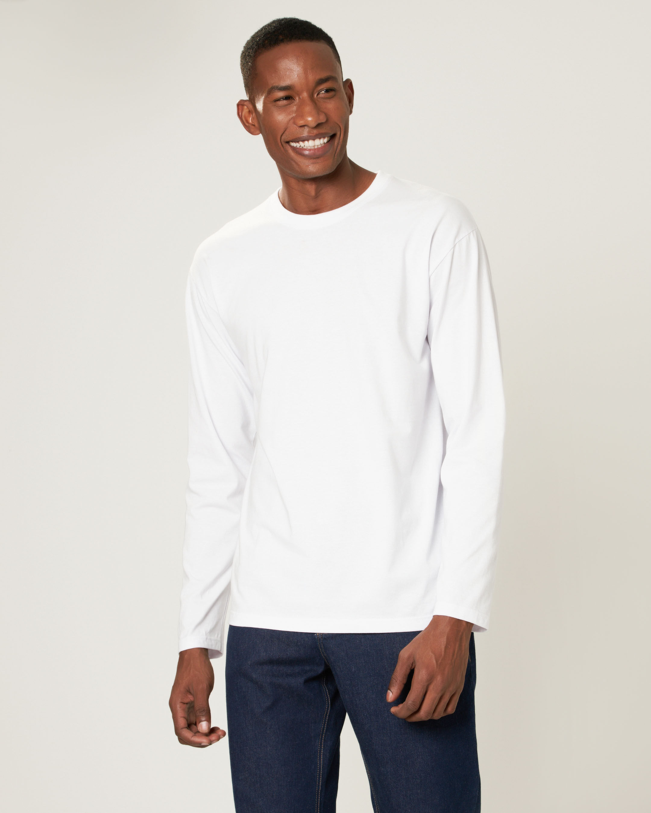 Camiseta Básica Masculina Manga Longa Em Meia Malha