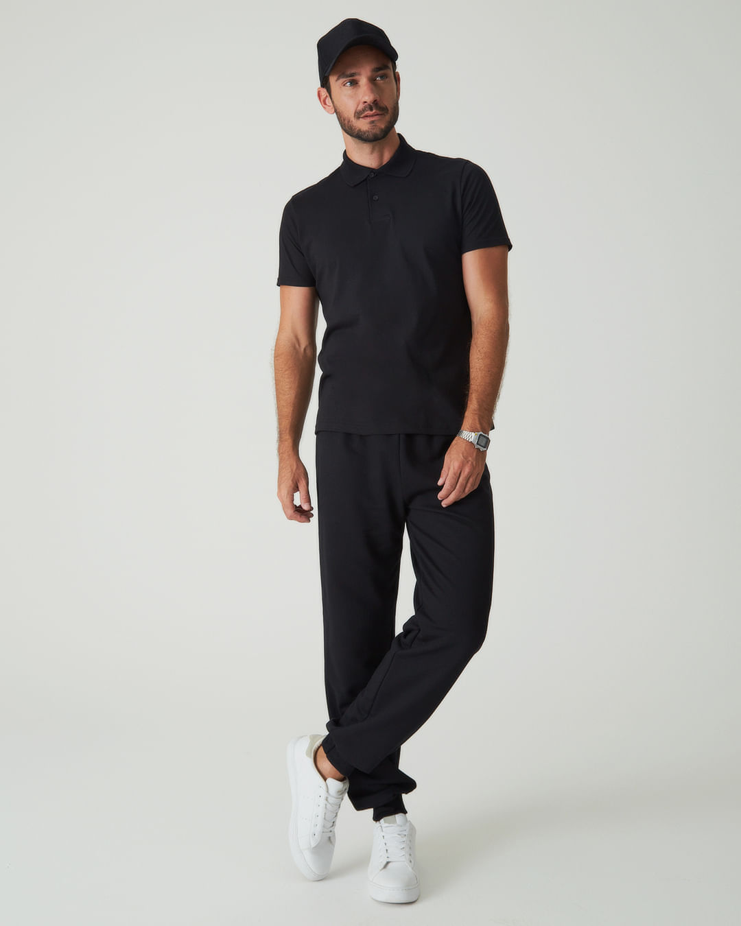 Calça Básica Masculina Em Moletom Flanelado