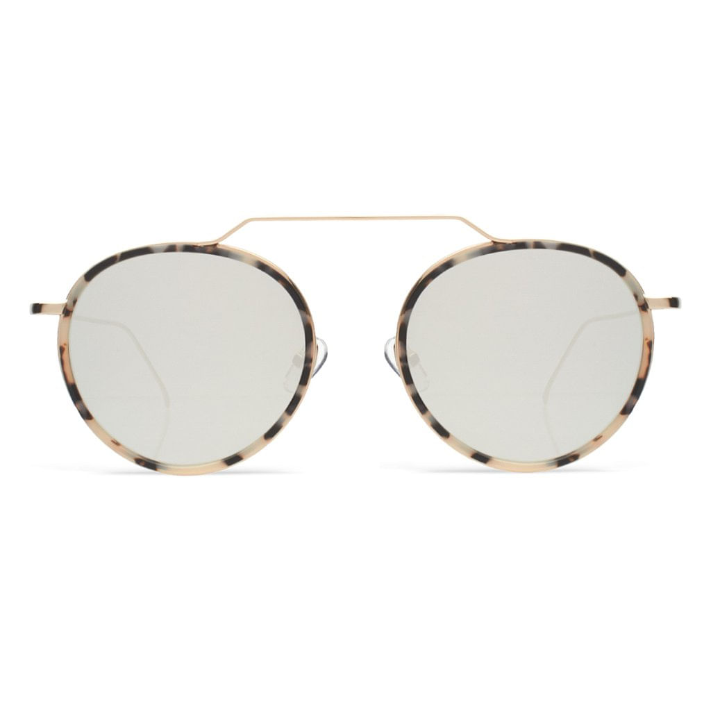 Illesteva Wynwood Ace White Tortoise / Gold / Silver Flat Mirror