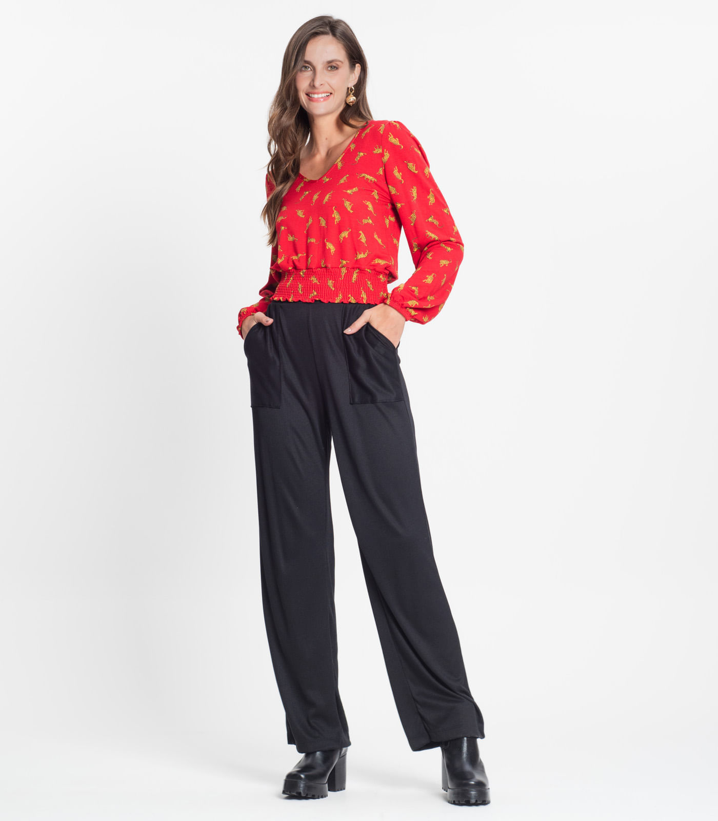 Calça Feminina Em Ribana Duo Rovitex Preto