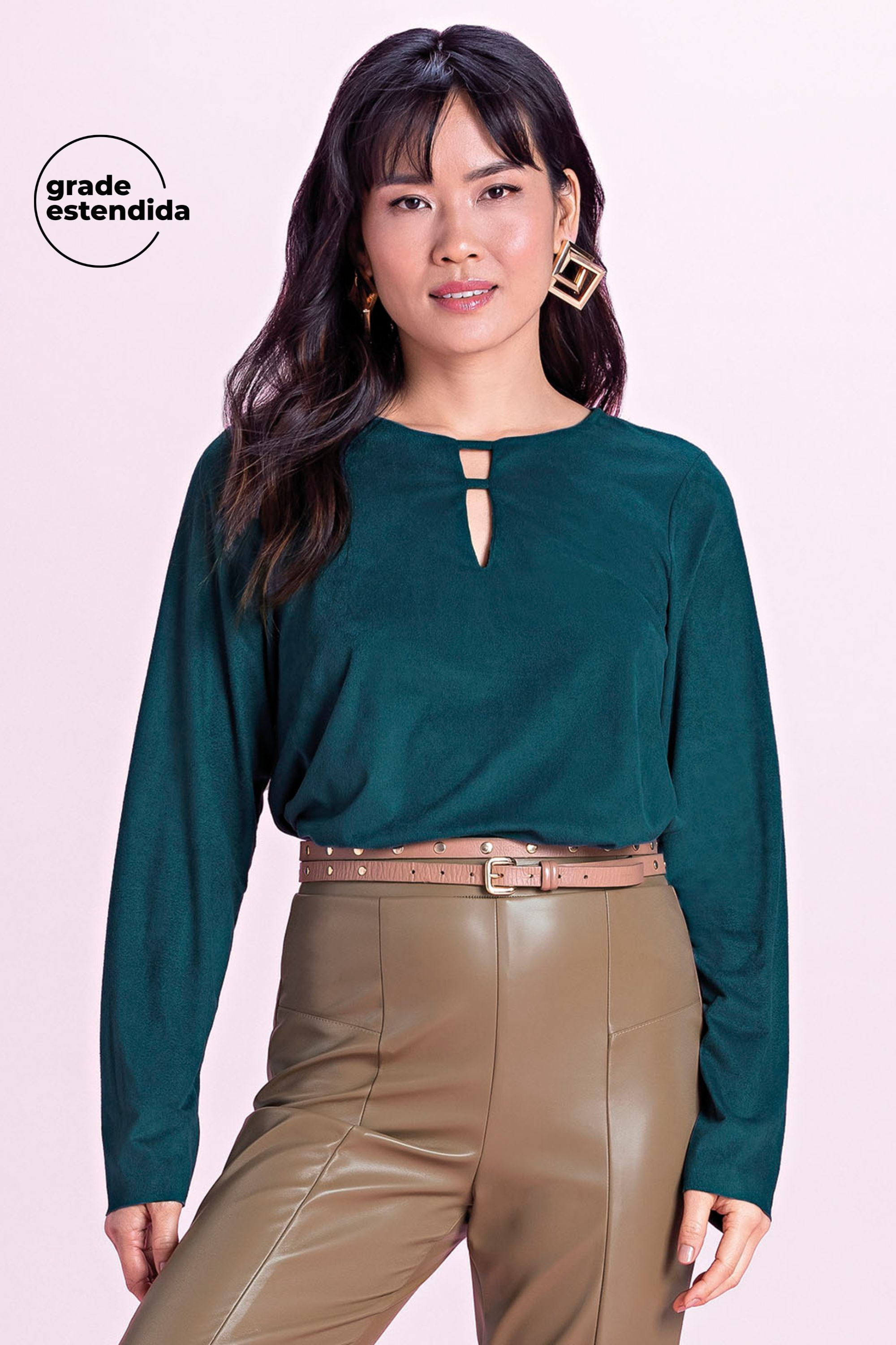 Blusa Feminina de Suede Marialícia Verde Escuro
