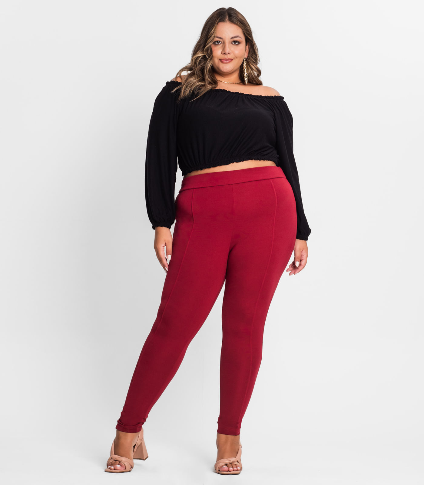 Legging Feminina Plus Size Secret Glam Vermelho