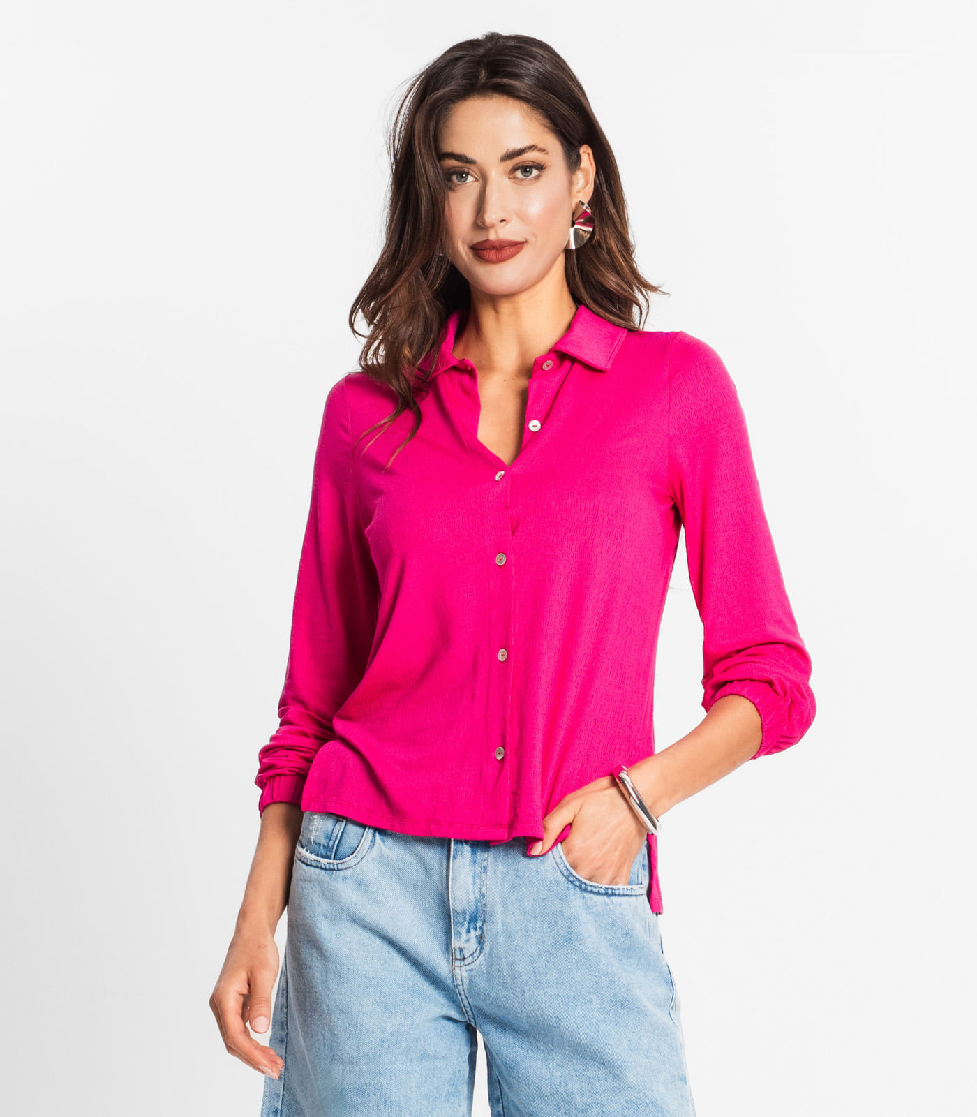 Camisa Manga Longa  Com Botões Endless Rosa