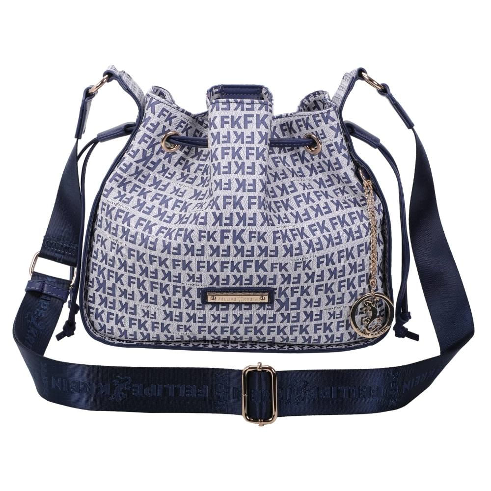 Bolsa Satchel Média Fellipe Krein Ss23 Monograma Fk625 - Azul